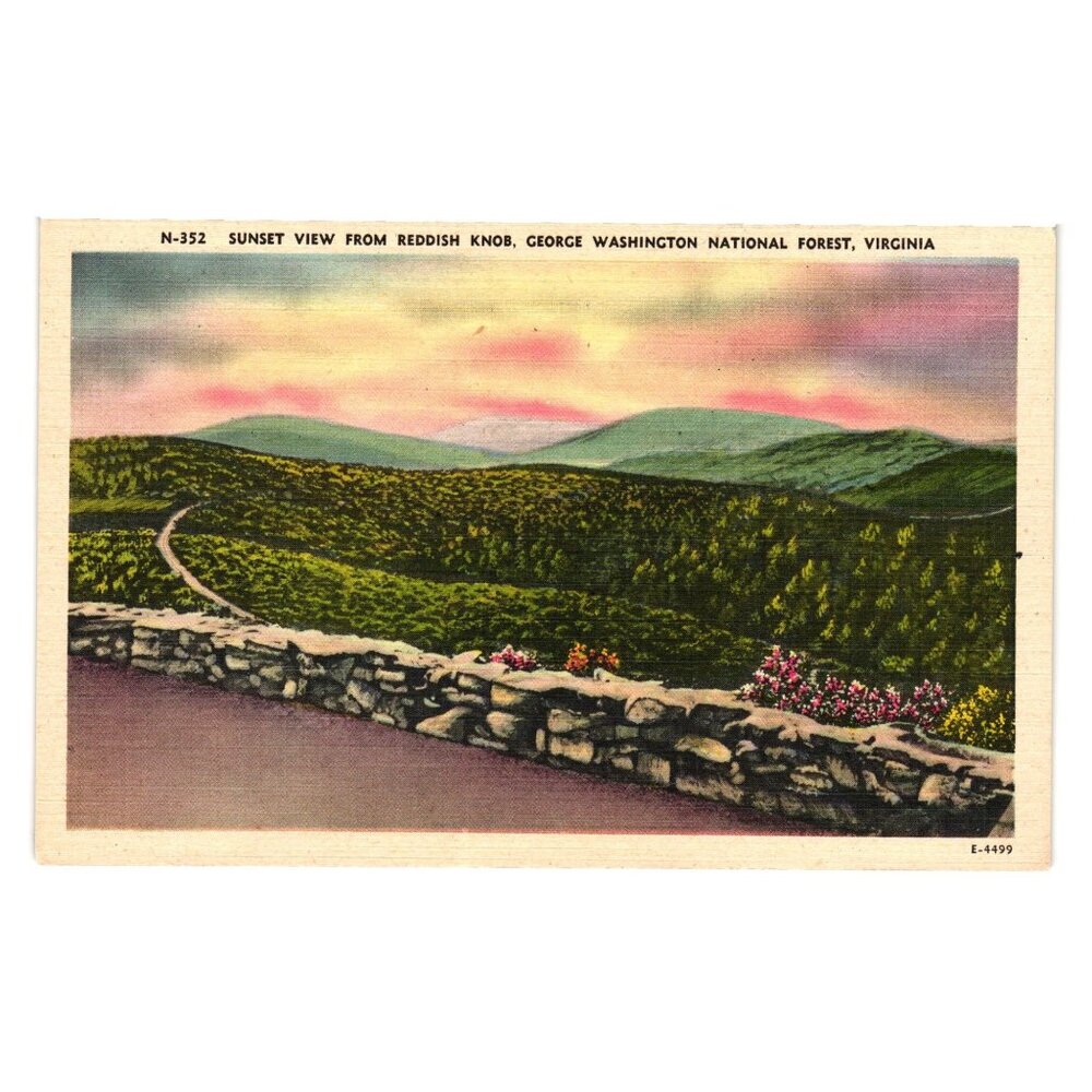 Sunset View Reddish Knob George Washington National Forest VA Vintage Postcard